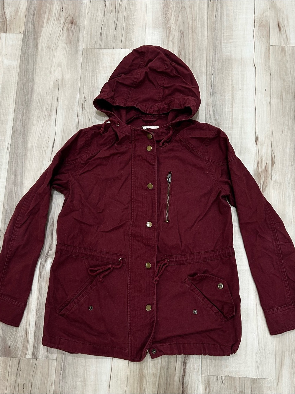 La Hearts Wine Red Hooded Anorak